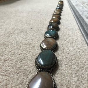 Natural Stone Chain Link Brass Belt